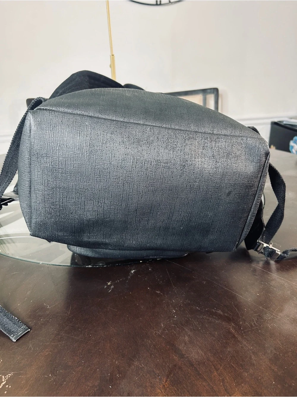Gucci Interlocking G Backpack Black Coated Canvas Large Travel Bag 246321